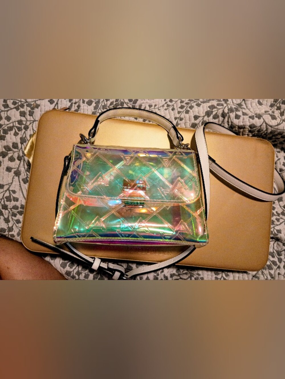 ALDO Iridescent/Holographic Clear Crossbody Bag.